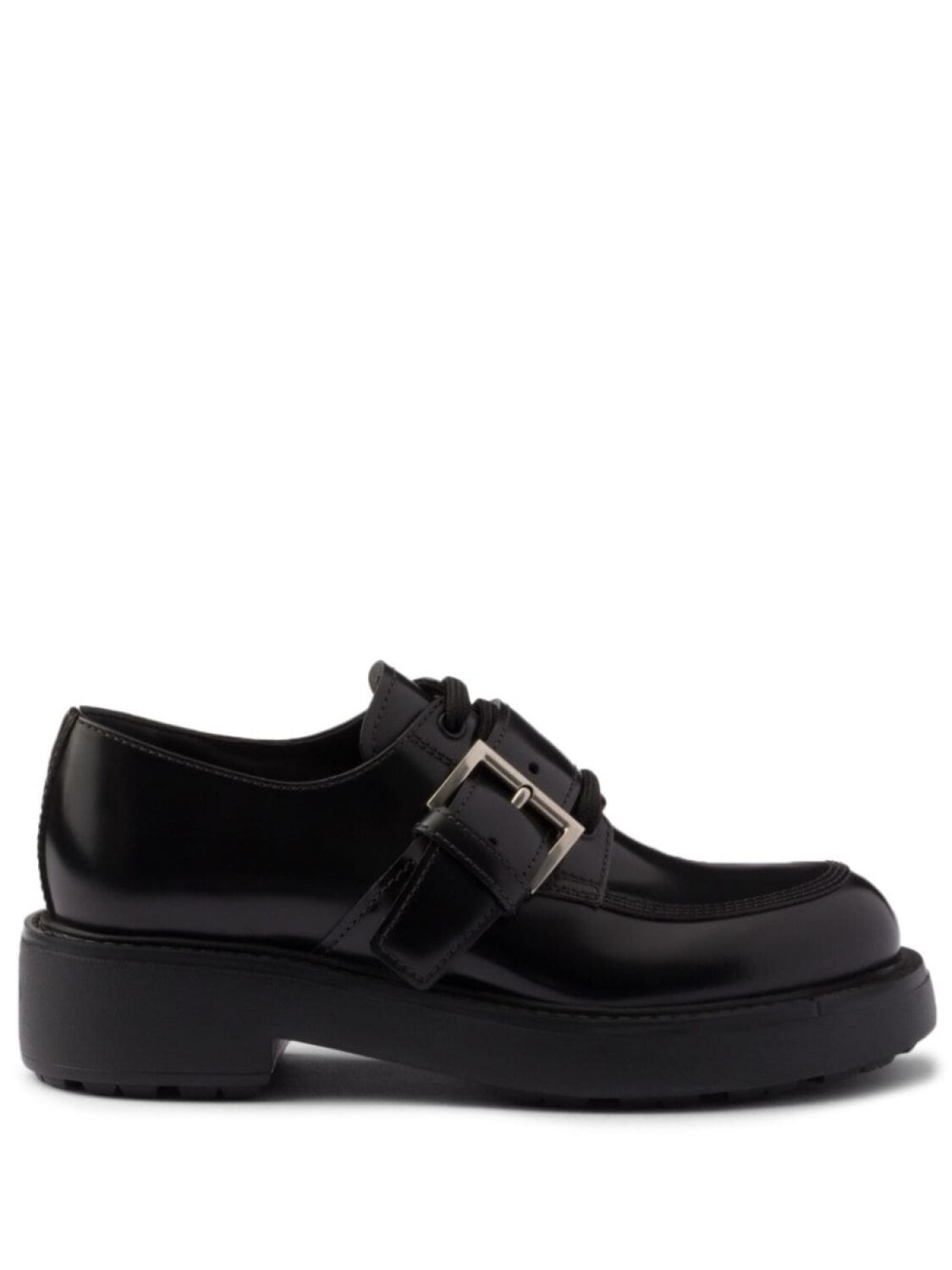 Prada туфли из матовой кожи на шнуровке, черный
