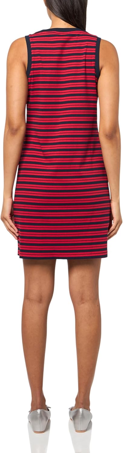 Женское платье-майка без рукавов Tommy Hilfiger Chatham из трикотажа в рубчик, Sky Captain/Scarlet — фото 2