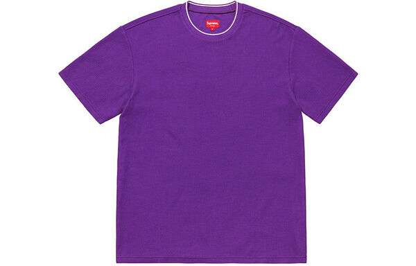 Футболка ss19 stripe rib waffle top short sleeve purple Supreme, фиолетовый — фото 2