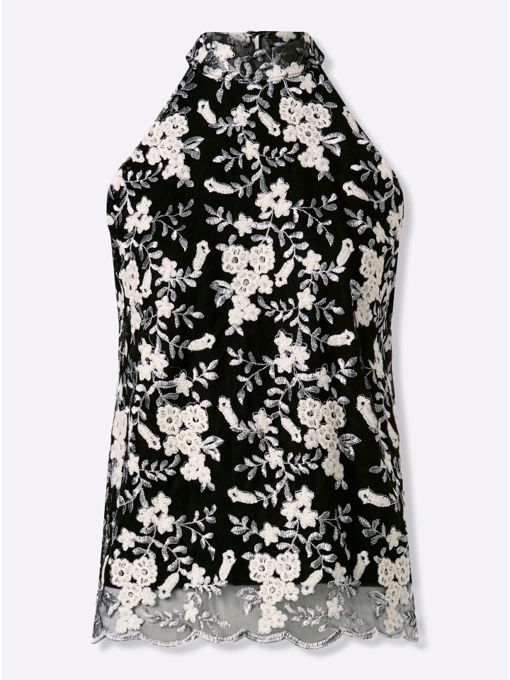 

Heine Кружевной топ с черно-серебряным узором