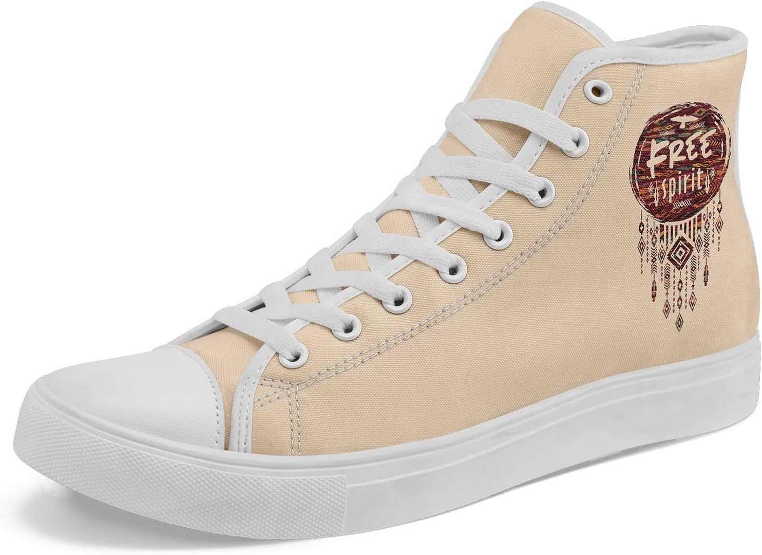 

Высокие кеды из канвы для мужчин и женщин - дышащие, легкие, этнические повседневные туфли с прочной резиновой подошвой Awsole, белый