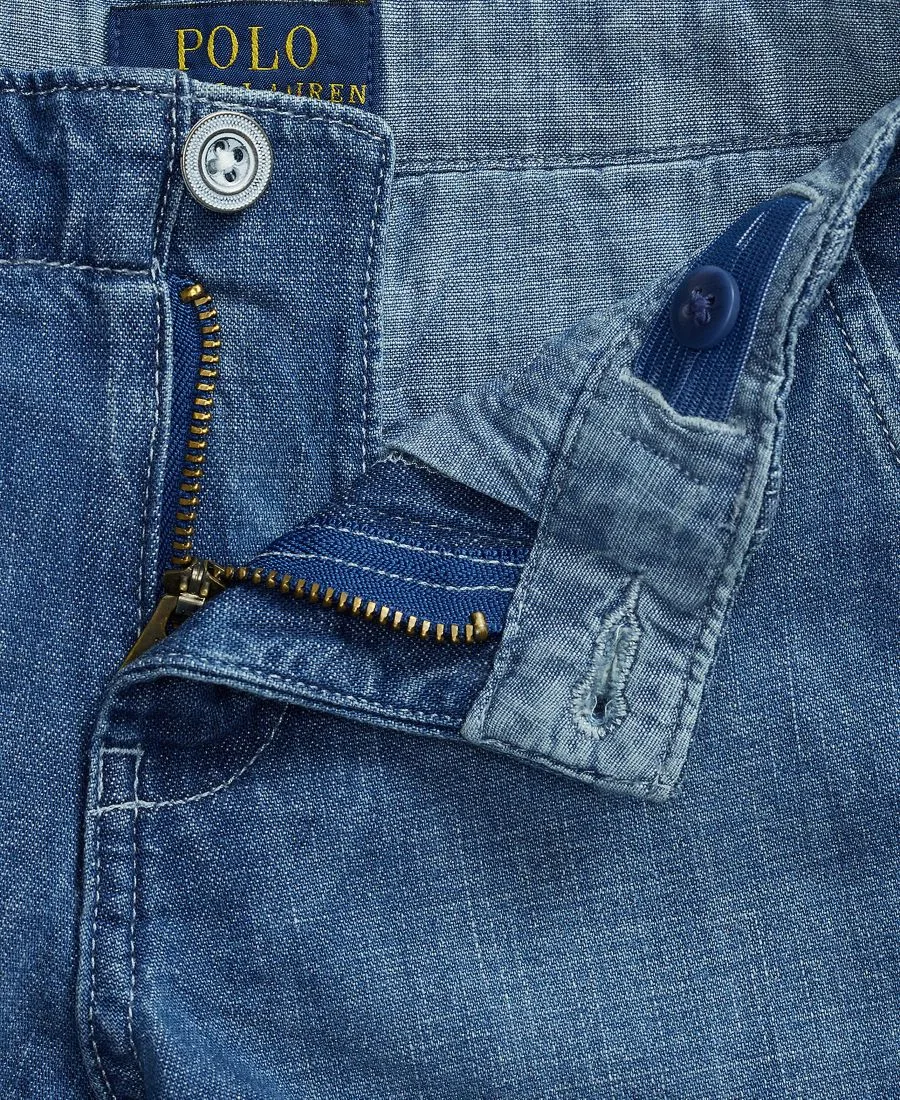 Джинсовые шорты с застежкой-молнией для девочек, размеры 2T-6X Polo Ralph Lauren, andoria wash синий — фото 3