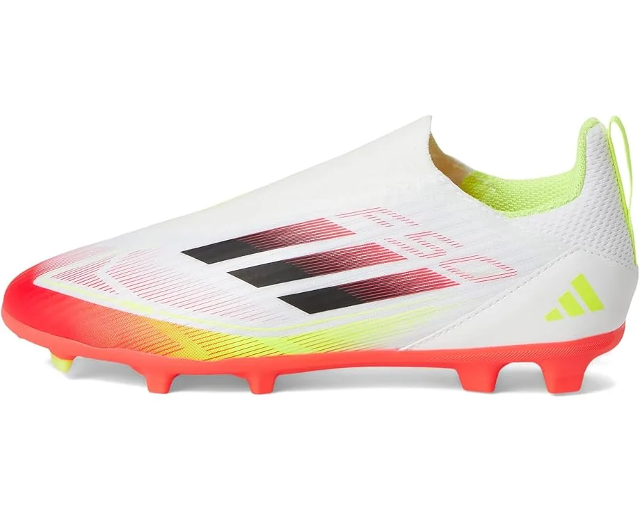 Кроссовки Adidas Kids F50 League Laceless Firm Ground/Multi Ground Soccer Cleats (Little Kid/Big Kid), White/Black/Solar Yellow — фото 4