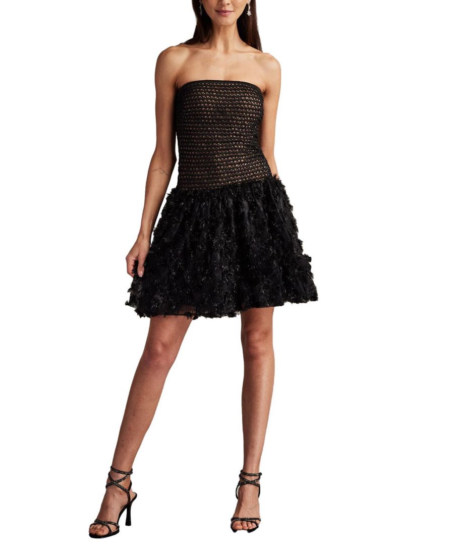 

Женское мини-платье Lula с цветочной вышивкой Tadashi Shoji, Black