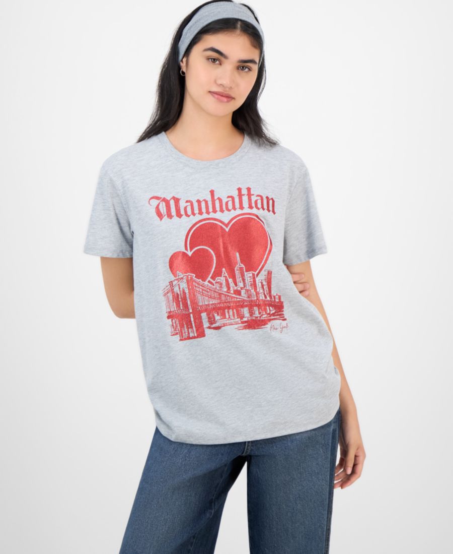 

Детская футболка с графическим принтом "Манхэттенская любовь" в стиле "бойфренд" Self Esteem, Light Heather Grey