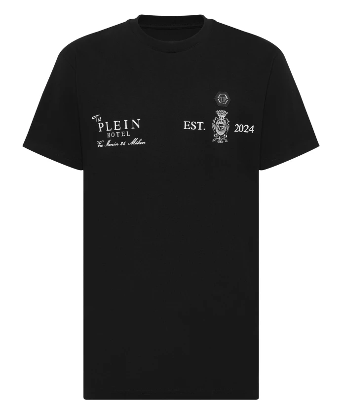 

Футболка с вышивкой и круглым вырезом Philipp Plein, черный