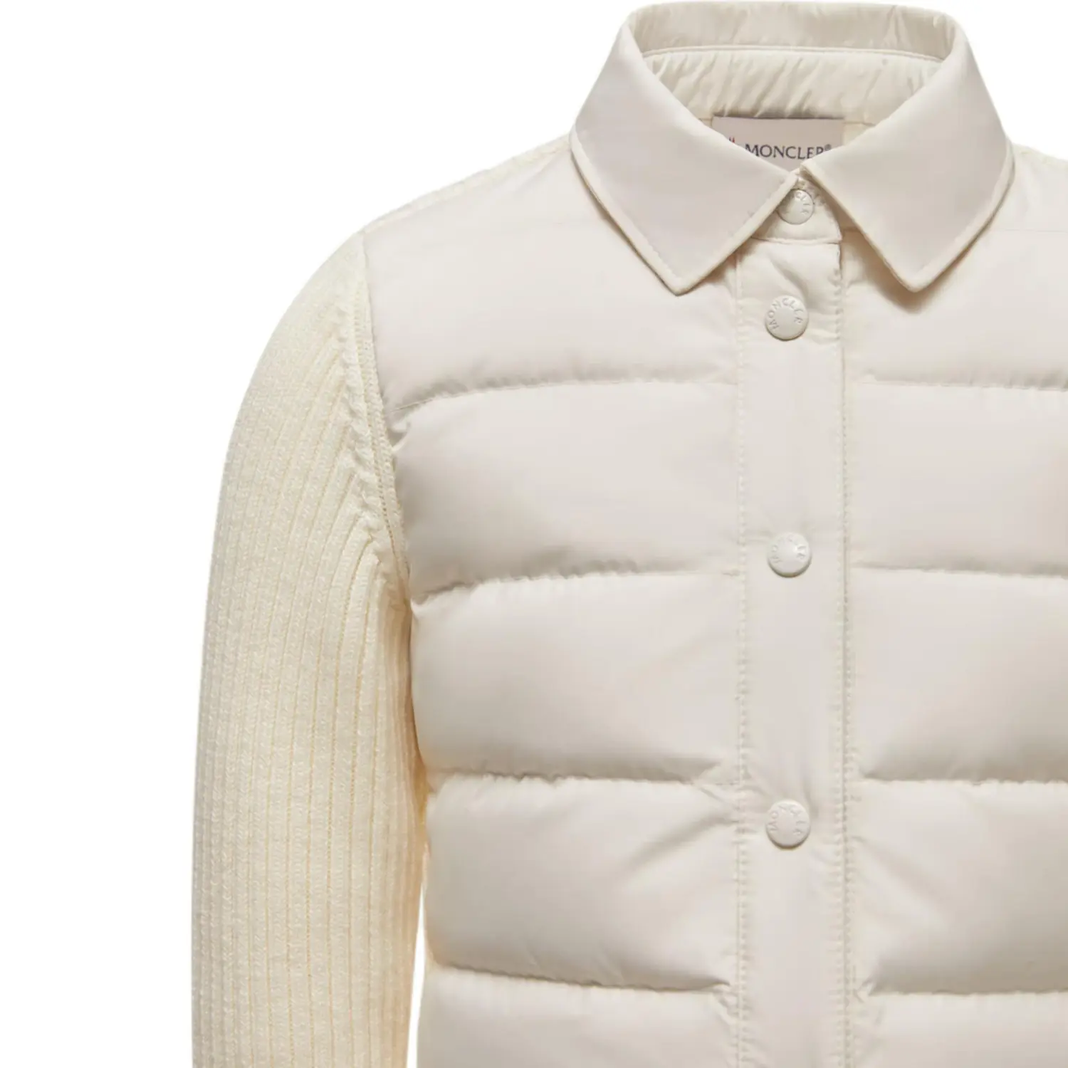 Утепленная пуховая шерстяная рубашка детская Moncler, белый — фото 4