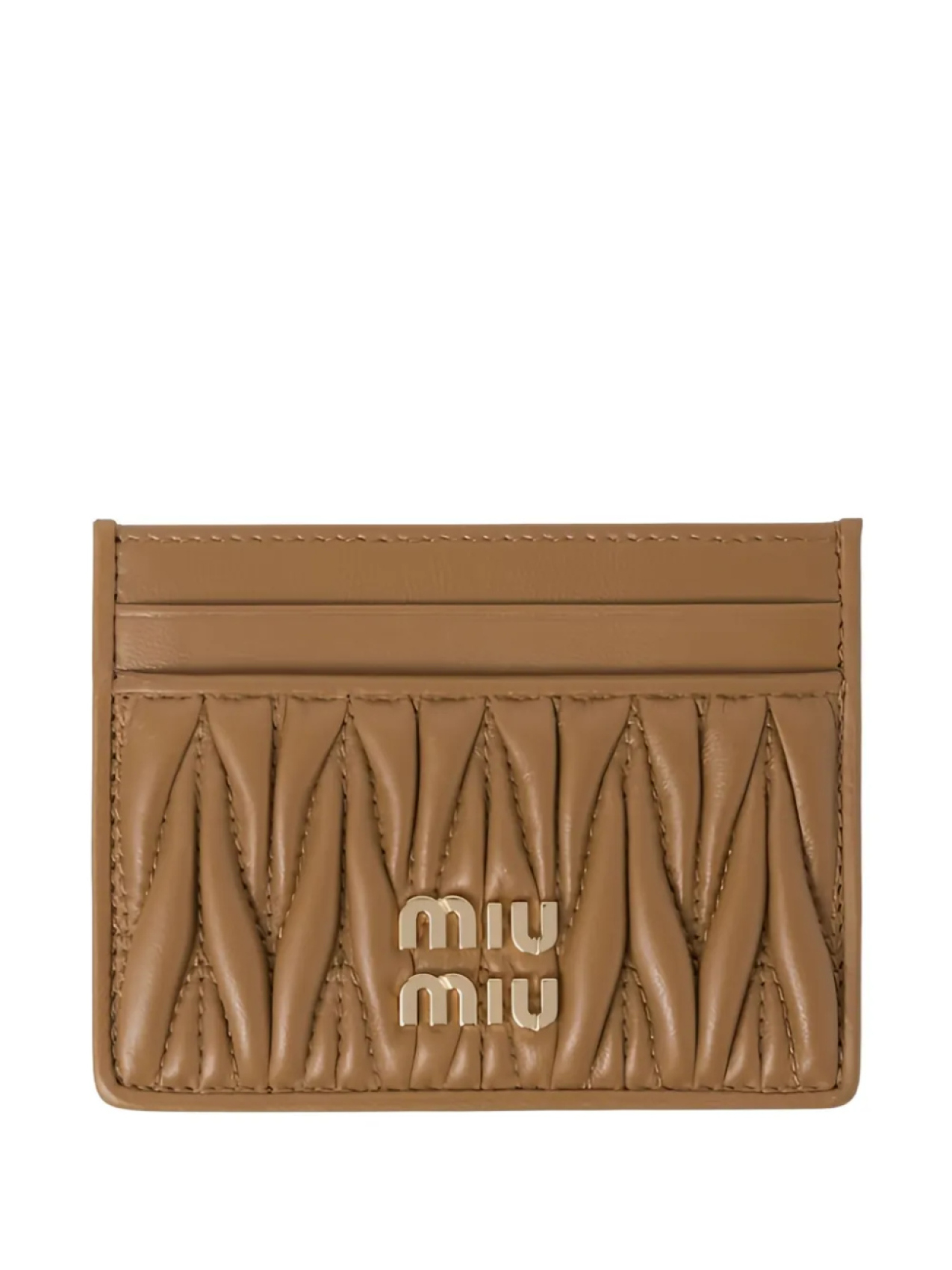 

Кожаный визитница Miu Miu с узором «матлассе», коричневый