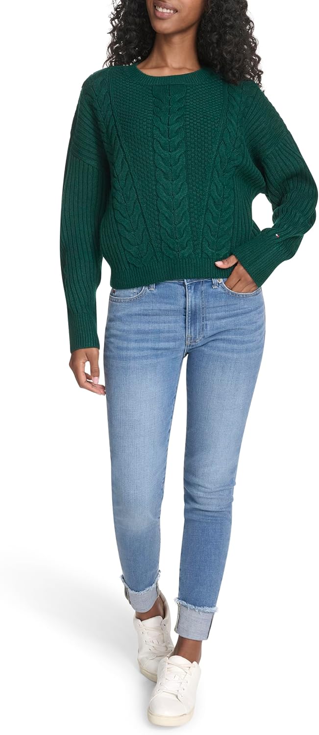 Женский однотонный свитер Bobbi с круглым вырезом Tommy Hilfiger, Forest — фото 2