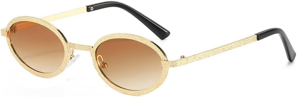 

Модные овальные солнцезащитные очки в металлической оправе, в стиле хип-хоп, роскошные солнцезащитные очки в металлической оправе, для активного отдыха и путешествий, унисекс, защита от ультрафиолета UV400 TKKTLLT, Gold Tea