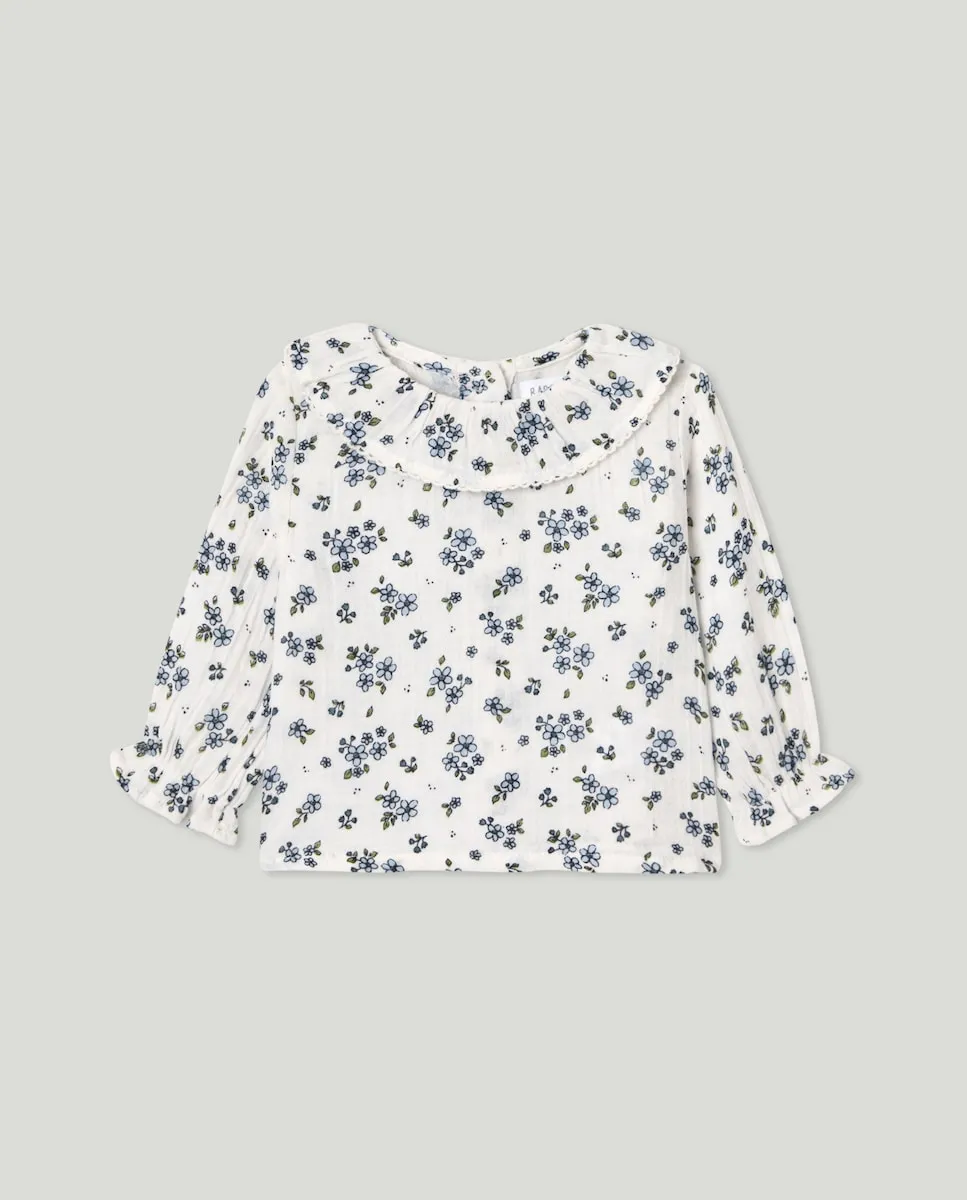 

Рубашка с длинным рукавом с цветочным принтом для маленькой девочки Baby El Corte Inglés, синий