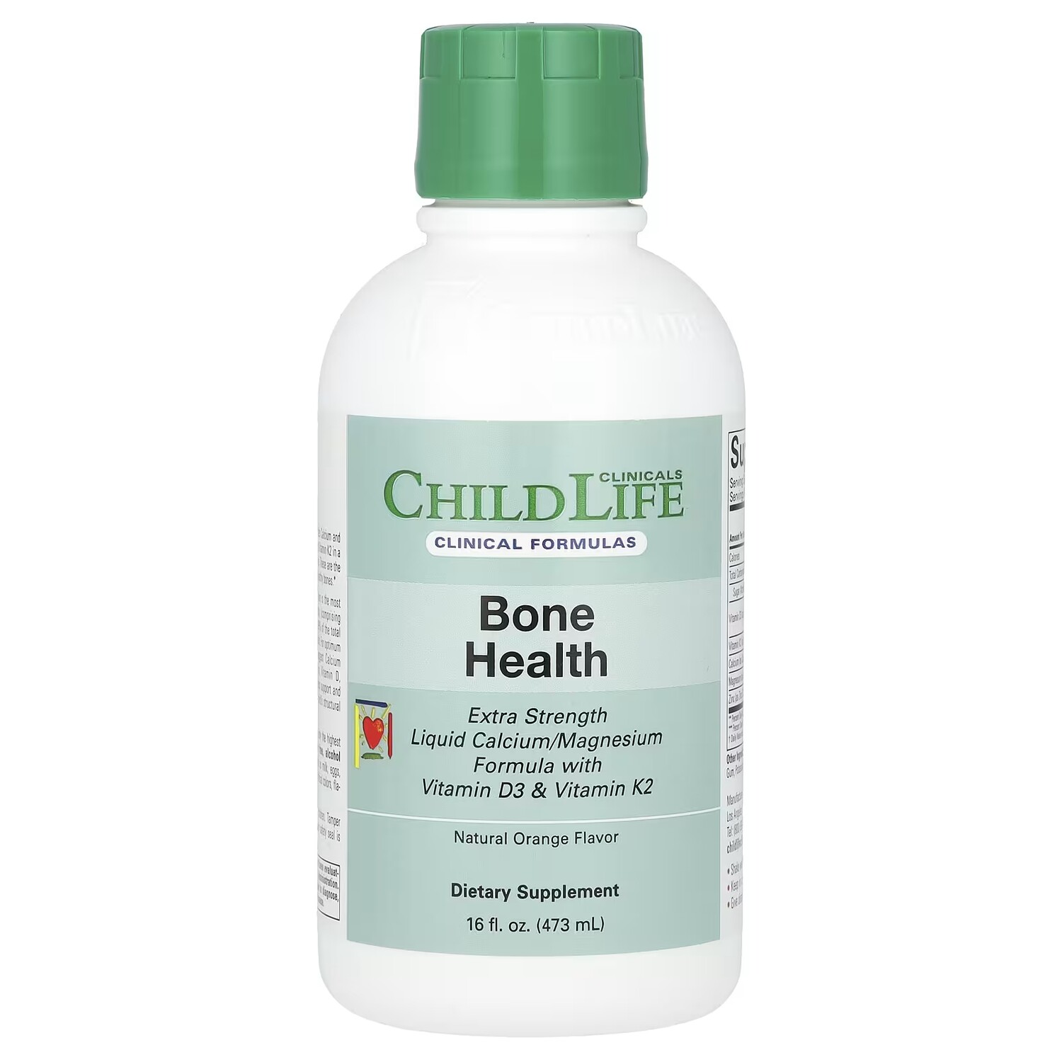

ChildLife Clinicals Жидкая формула кальция и магния с витамином D3 и витамином K2 повышенной силы, натуральный апельсин, 16 жидких унций (473 мл)