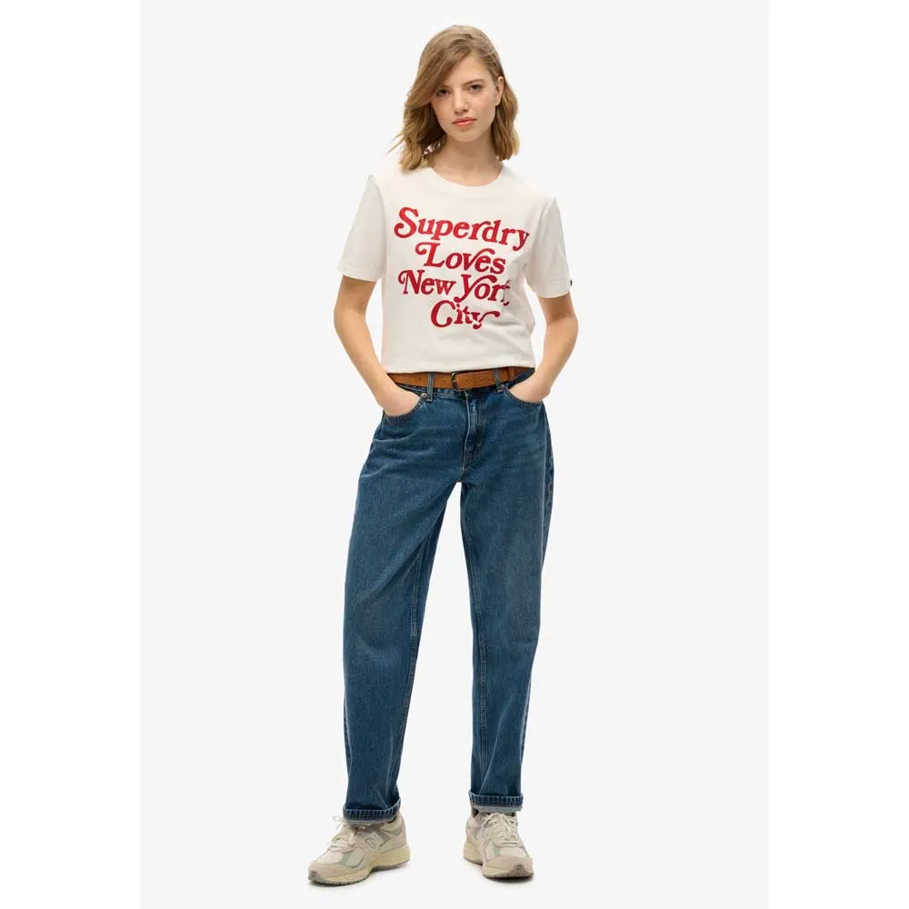 Футболка с коротким рукавом Superdry City Love Relaxed, бежевый — фото 4