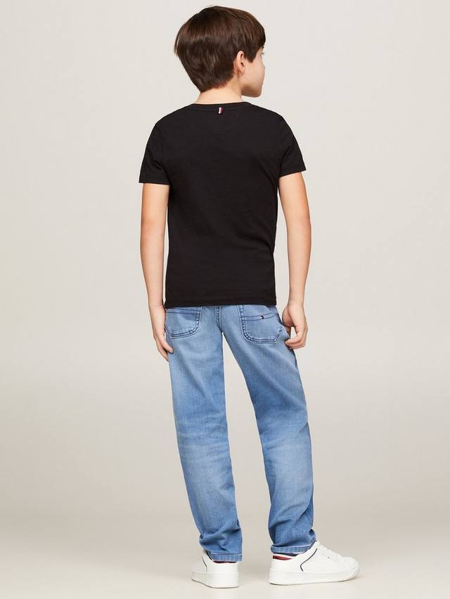 Детский базовый топ с коротким рукавом и круглым вырезом Tommy Hilfiger, Black — фото 2