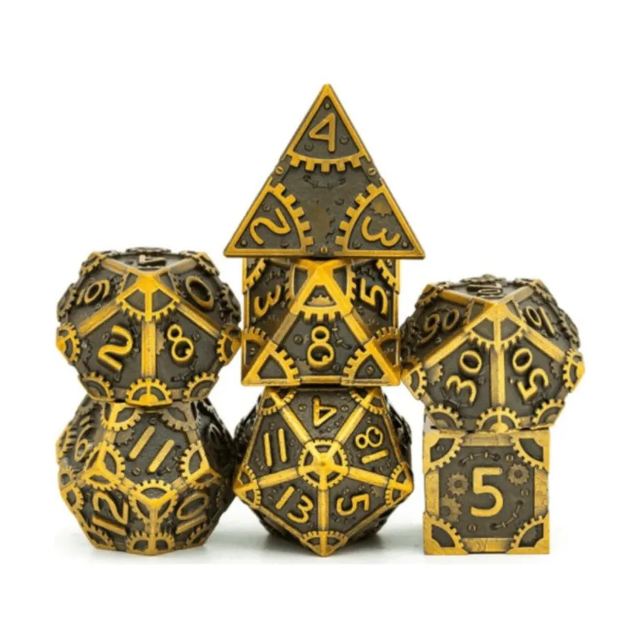 

Набор Steampunk Poly — античное золото (7), Dice Sets - Metal (Foam Brain Games)