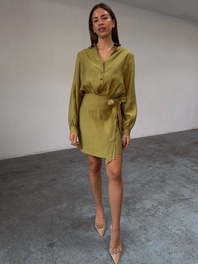 

Мини-платье-рубашка Never Fully Dressed, оливковый