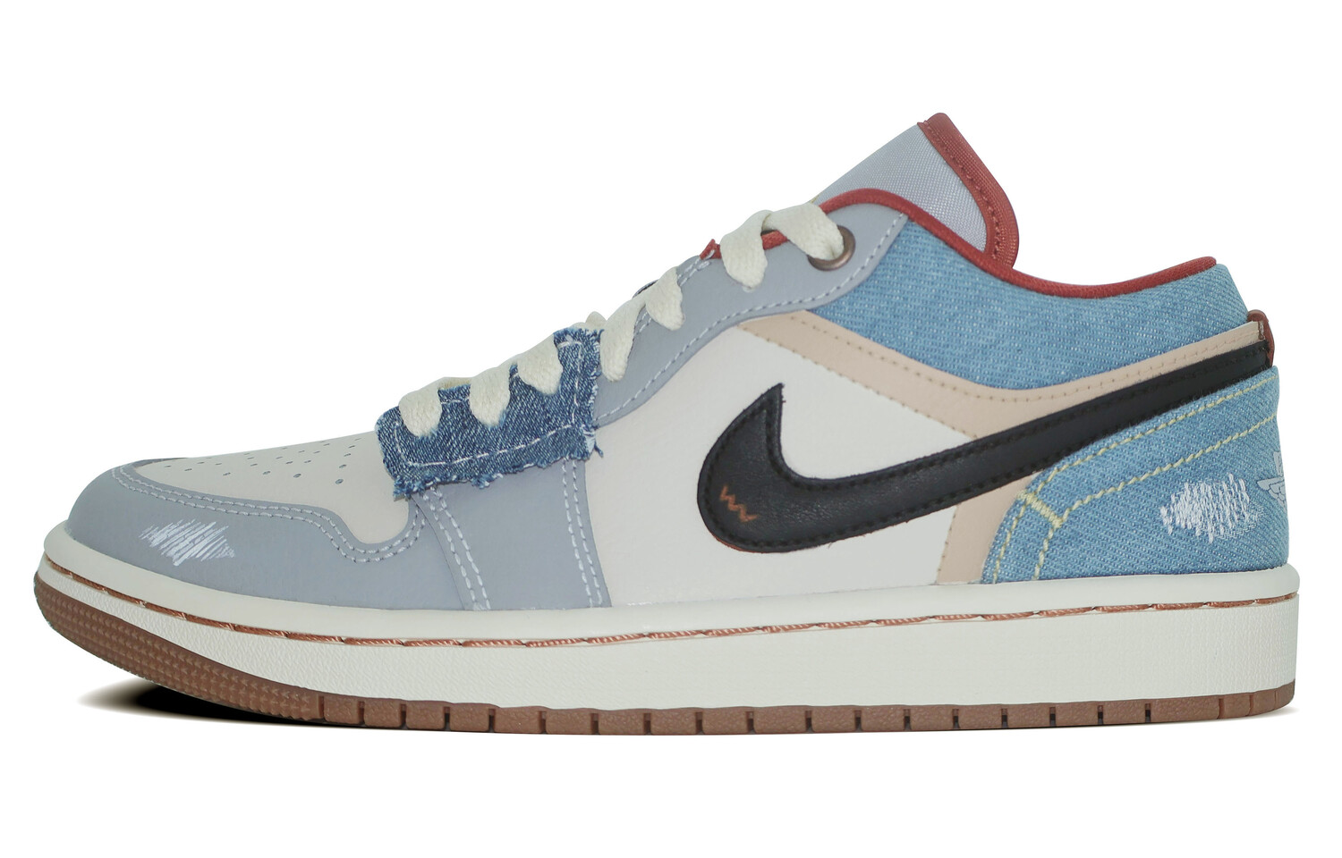 

Кроссовки Air Jordan 1 Vintage Basketball Shoes Women's Low-top Beige, голубой, Синий, Кроссовки Air Jordan 1 Vintage Basketball Shoes Women's Low-top Beige, голубой