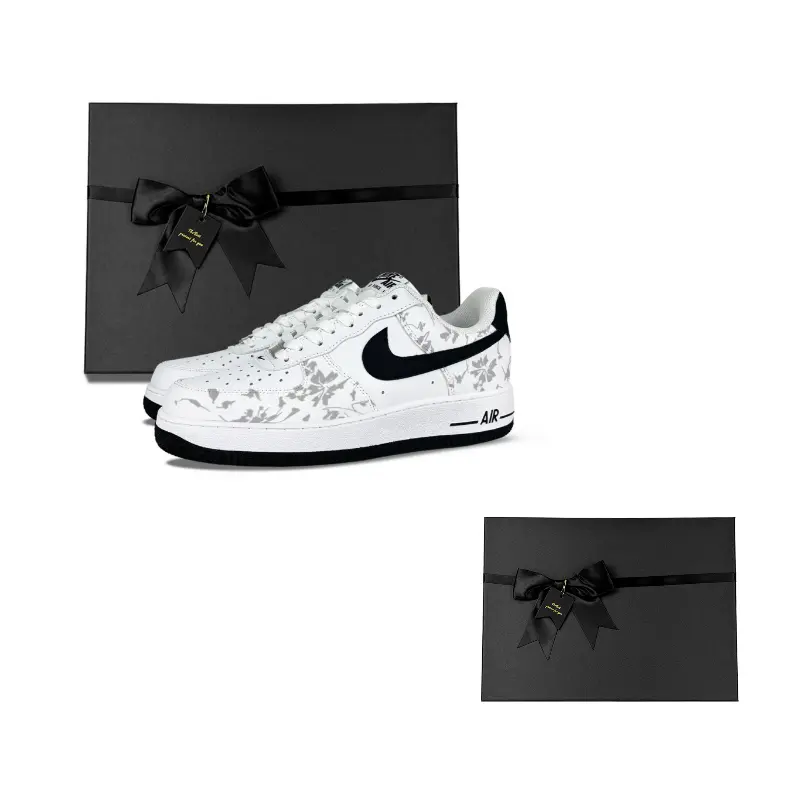 

Nike Air Force 1 нескользящие износостойкие низкие скейтерские кроссовки мужские black white gray