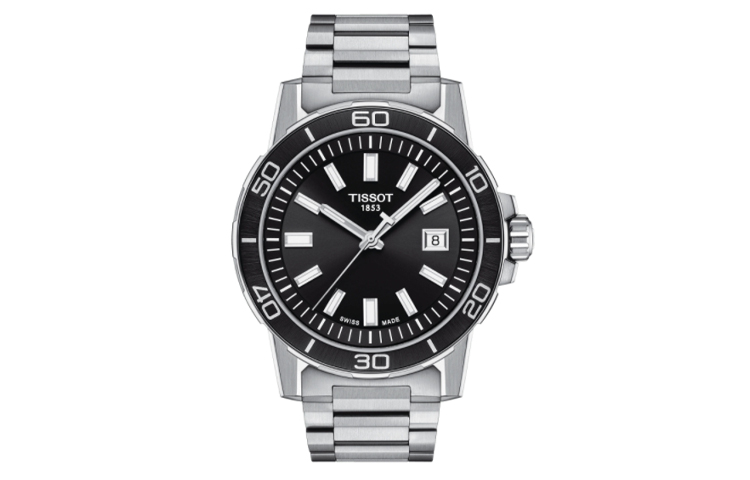 

TISSOT Часы Speedy Series Quartz Movement Men's Watch 44mm Black Dial Stainless Steel Case Stainless Steel Strap, Black Dial