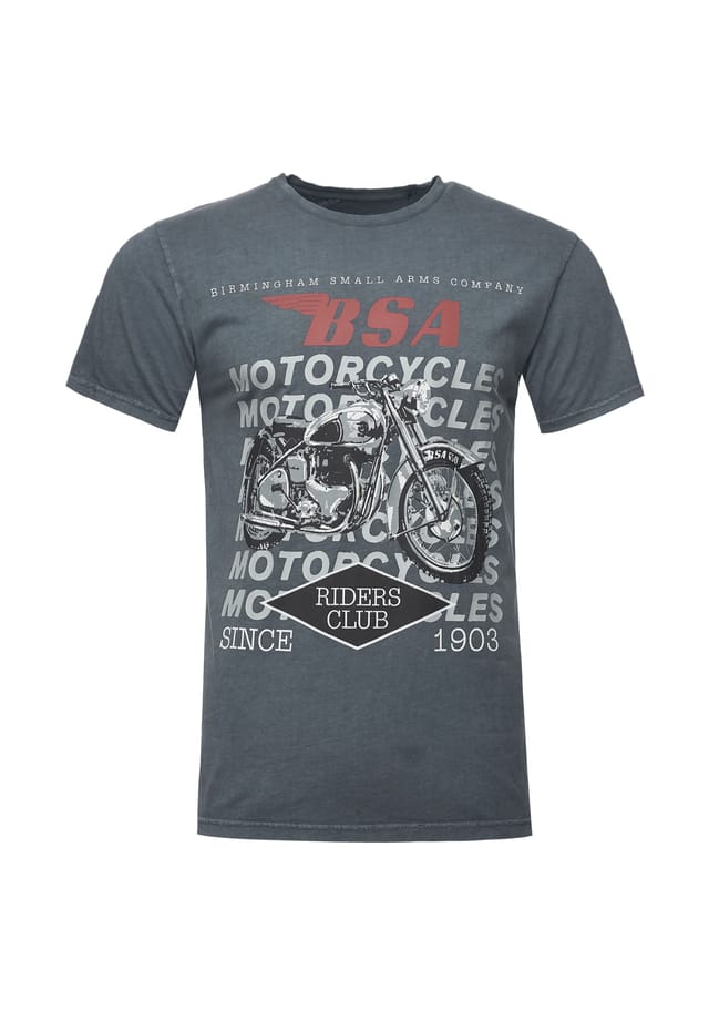 

Футболка bsa birmingham motorcycles с крутым принтом Re:Covered, цвет charcoal