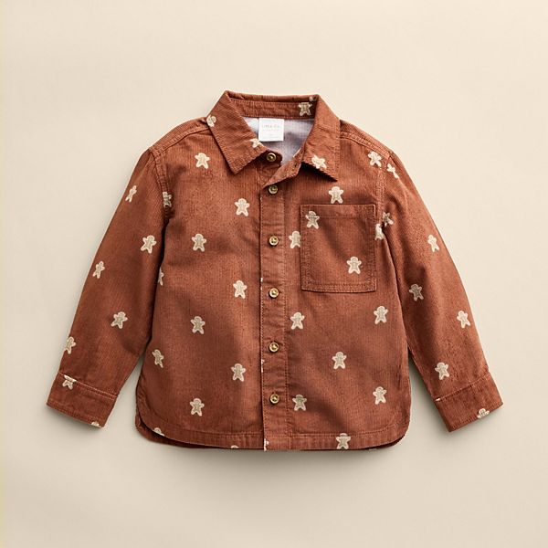 

Детская рубашка с длинным рукавом на пуговицах Little Co. By Lauren Conrad, Brown Gingerman Print