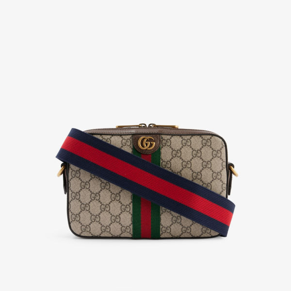 

Холщовая сумка через плечо с монограммой и металлической пластинкой Gucci, цвет beb/nacero/vrv/brb