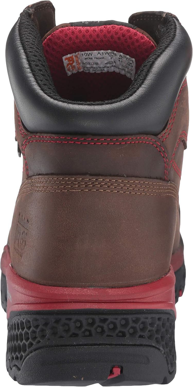 Мужские рабочие ботинки Timberland PRO Bosshog с композитным носком, водонепроницаемые, высотой 6 дюймов, коричневый/красный — фото 3