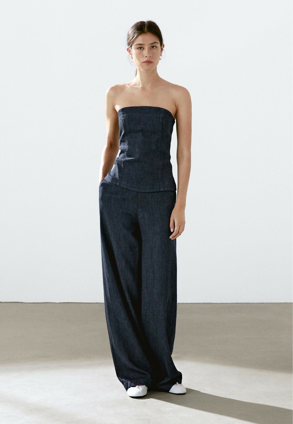 

Топ STRAPLESS Massimo Dutti, темно-синий