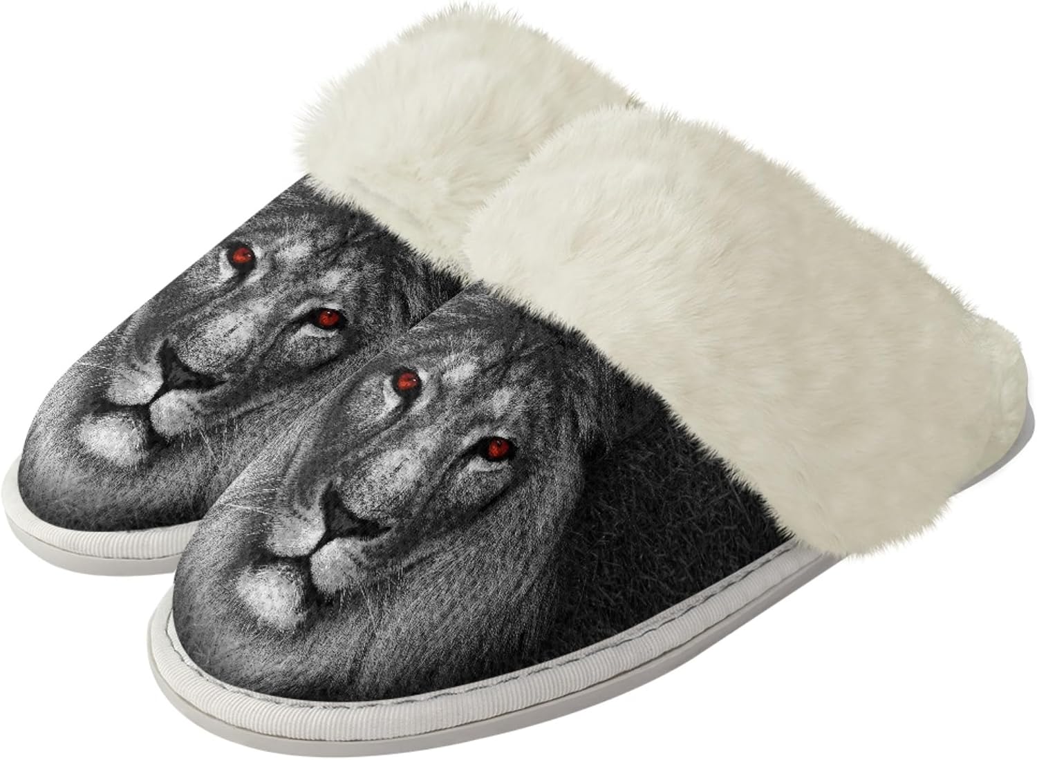 

Тапочки Micoklinlin для женщин и мужчин, с плюшевой подкладкой, домашние фланелевые тапочки, зимние мягкие и теплые тапочки для дома, Lion Pattern