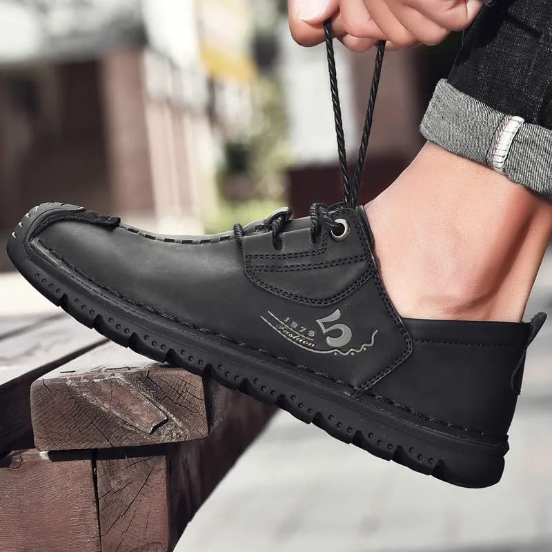 

Мужские кожаные повседневные туфли, модные кроссовки, лоферы для вождения, обувь для прогулок Mecolop, черный