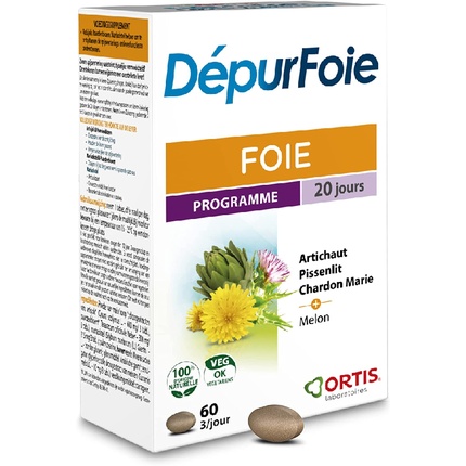 

Laboratoires Depurfoie, добавка с печенью, артишоком и одуванчиком, 60 таблеток Ortis