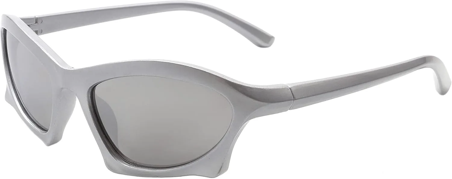 

Спортивные солнцезащитные очки PASTL унисекс, геометрический овальный дизайн, обтекаемая форма, легкие, защита от УФ-излучения UV 400, Silver (Silver Mirror)