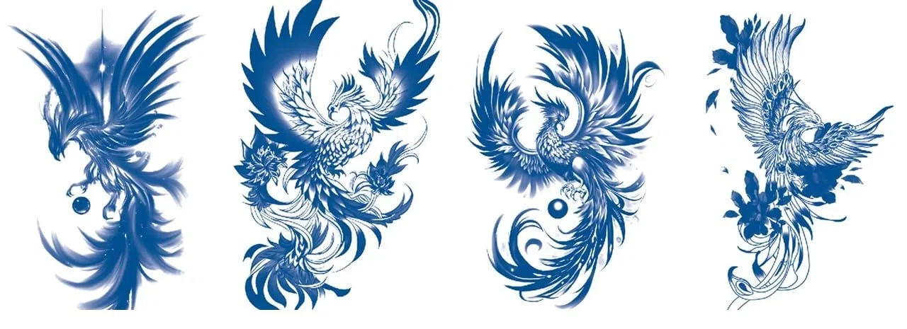 Временные полуперманентные татуировки «Феникс» (4 листа) Beyondtattoos