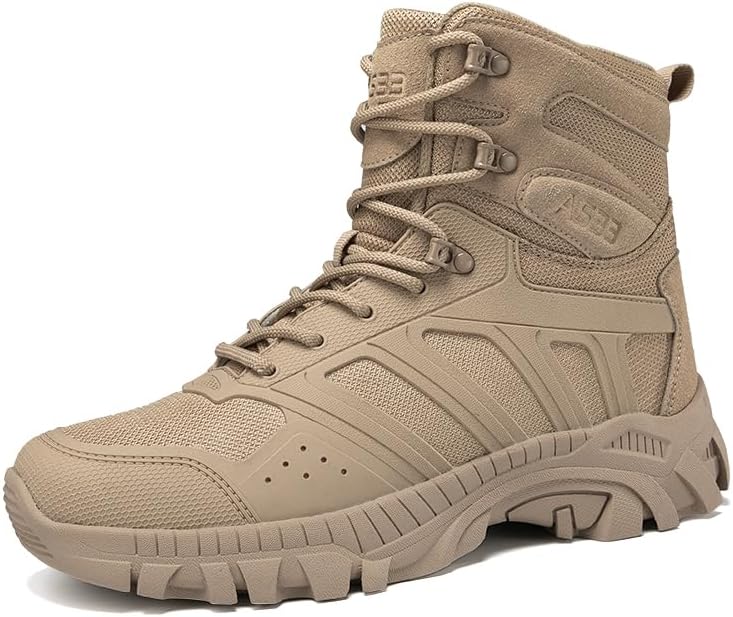 

Мужские тактические военные ботинки 20 см Легкие безопасные ботинки с боковой молнией Джунгли ботинки Ботинки для боя и пустыни Туристические обувь Senlongbao, Sand