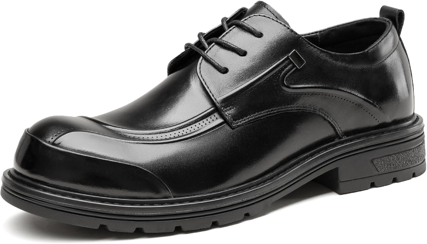 

Мужские классические туфли-оксфорды из натуральной кожи с шнуровкой, удобные с круглым носком, деловые для свадьбы и офиса Loveheynew, черный