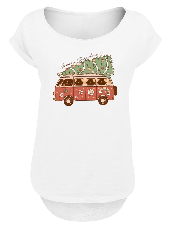 

Футболка F4NT4STIC Long Cut T-Shirt Groovy Weihnachten Camper Van, белый