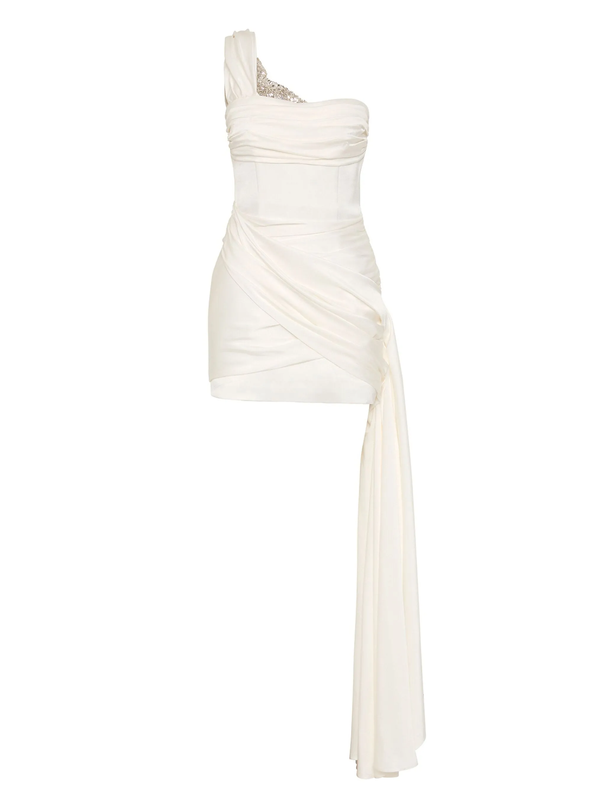 

Платье мини асимметричного кроя с драпировкой Rachel Gilbert, нейтральный