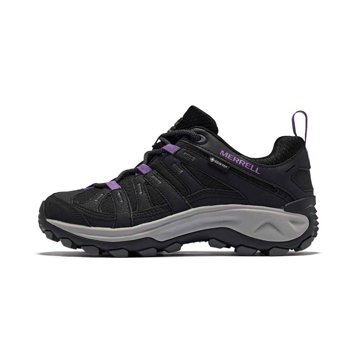 

MERRELL CLAYPOOL 2 SPORT GTX женские спортивные и туристические ботинки черно-фиолетовые, цвет Black Purple