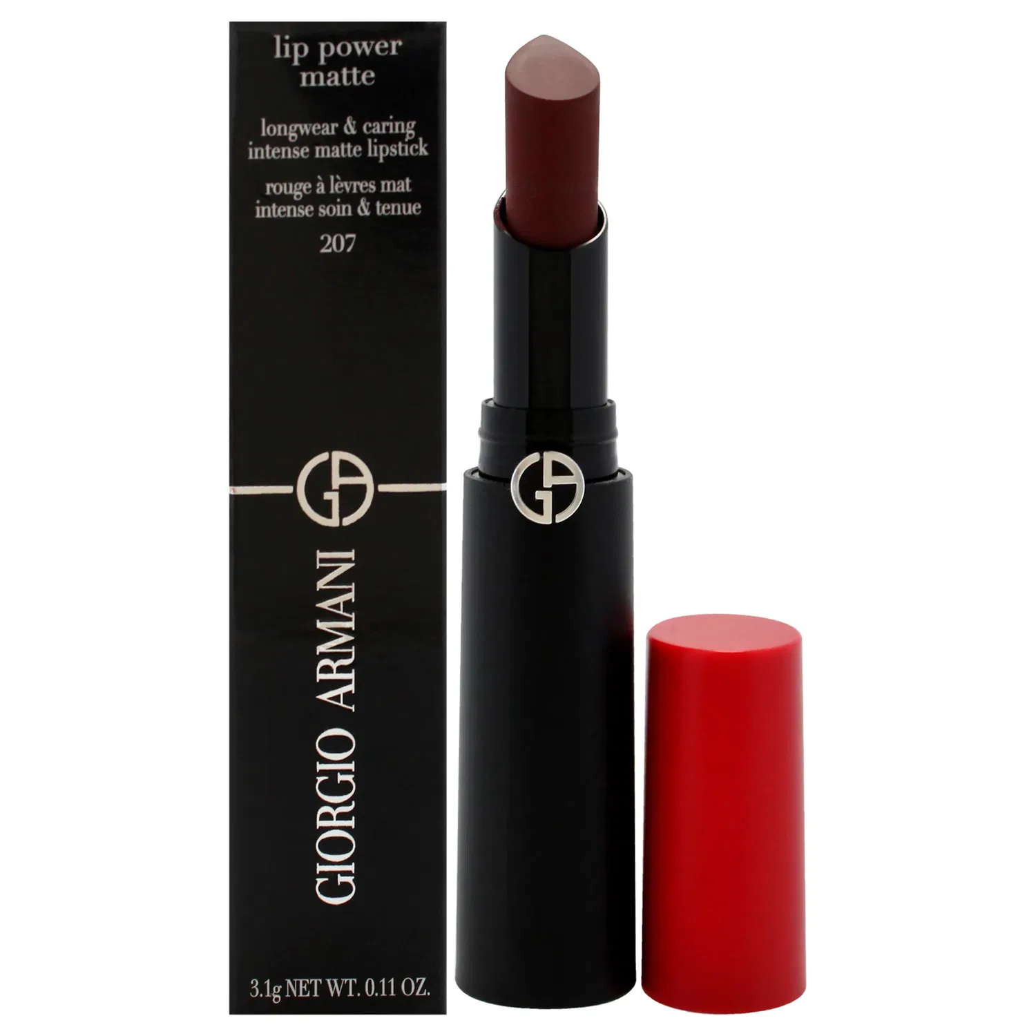 Стойкая матовая помада Lip Power Matte Longwear Lipstick - 207 Devoted от Giorgio Armani для женщин - 0,11 унции, коричневый