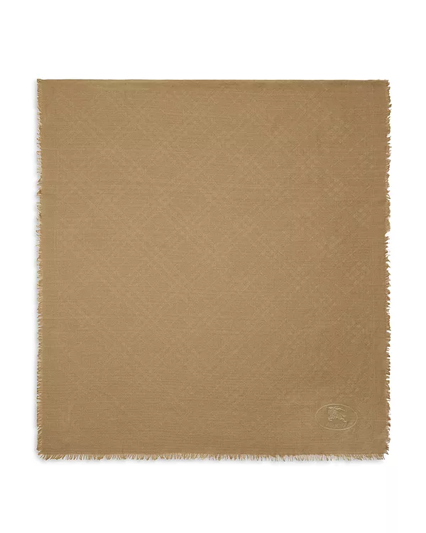 

Широкий клетчатый шерстяно-шелковый шарф Burberry, бежевый