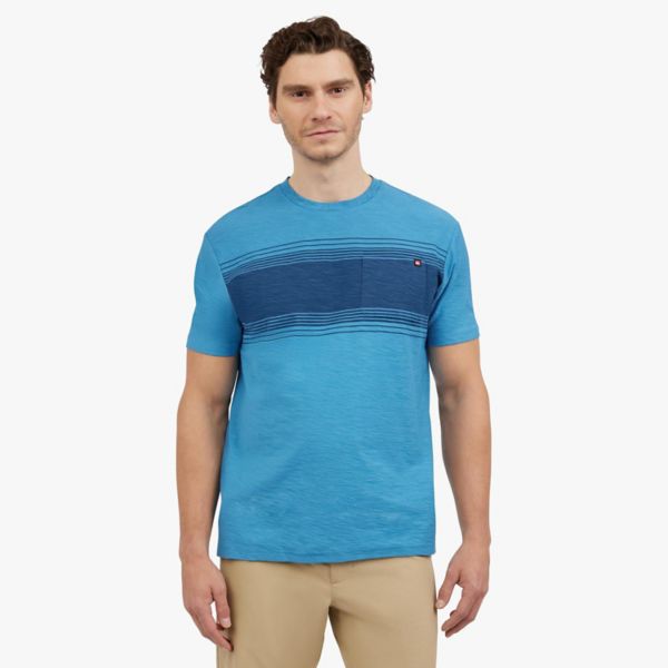 

Мужская футболка с полосками и карманом Quiksilver, цвет niagra