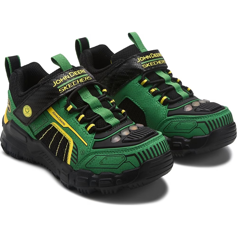 

Детские кроссовки с подсветкой john deere adventure от Skechers для маленьких/больших детей, green/yellow/black