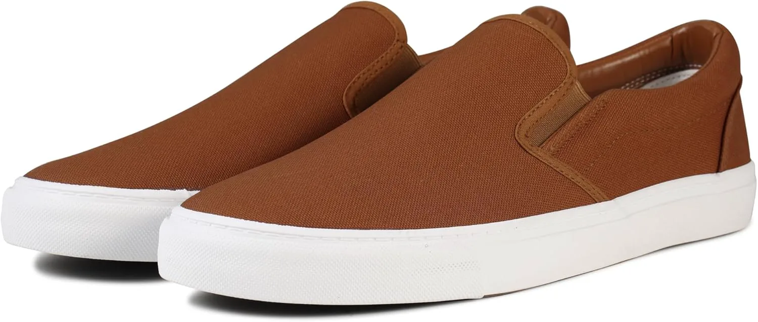 

Мужские кеды классические низкие без шнурков, широкие текстильные скейт-лоферы с мягкой стелькой, повседневная обувь для мужчин, удобные кроссовки для ходьбы Hello basics, коричневый