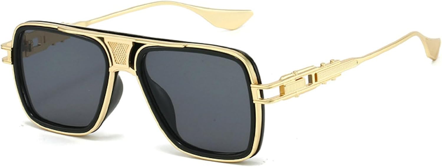 

Винтажные солнцезащитные очки Melrose для женщин и мужчин, с синим градиентом, в стиле панк, с металлической оправой, для рыбалки и вождения, с защитой от УФ-излучения UV400, модель 3651, Gold Black