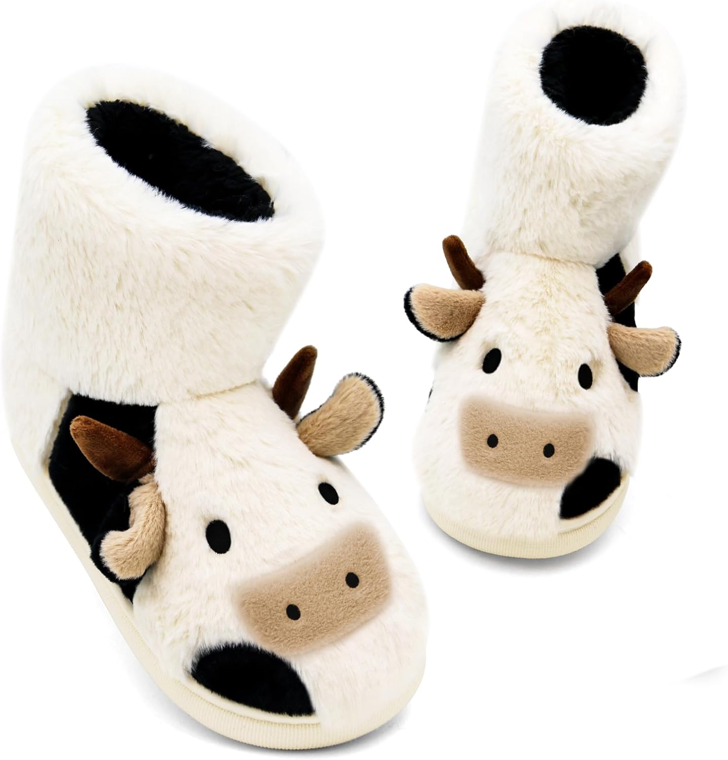 

Пушистые тапочки-сапожки в виде коровьих ботинок для женщин и мужчин, милые уютные тапочки-сапожки в виде коровьих ботинок для взрослых, теплые пушистые домашние тапочки для спальни на зиму Boonble, Cow Brown