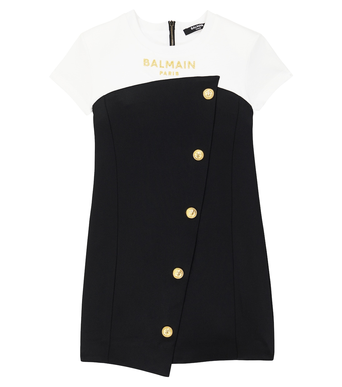 

Платье с вышитым логотипом Balmain Kids, черный
