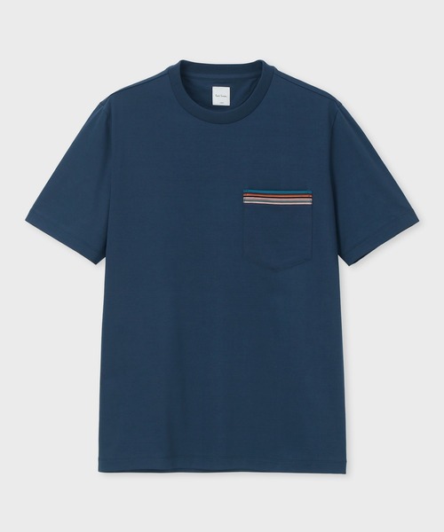 

Футболка с коротким рукавом, с карманом, в фирменную полоску Paul Smith, синий