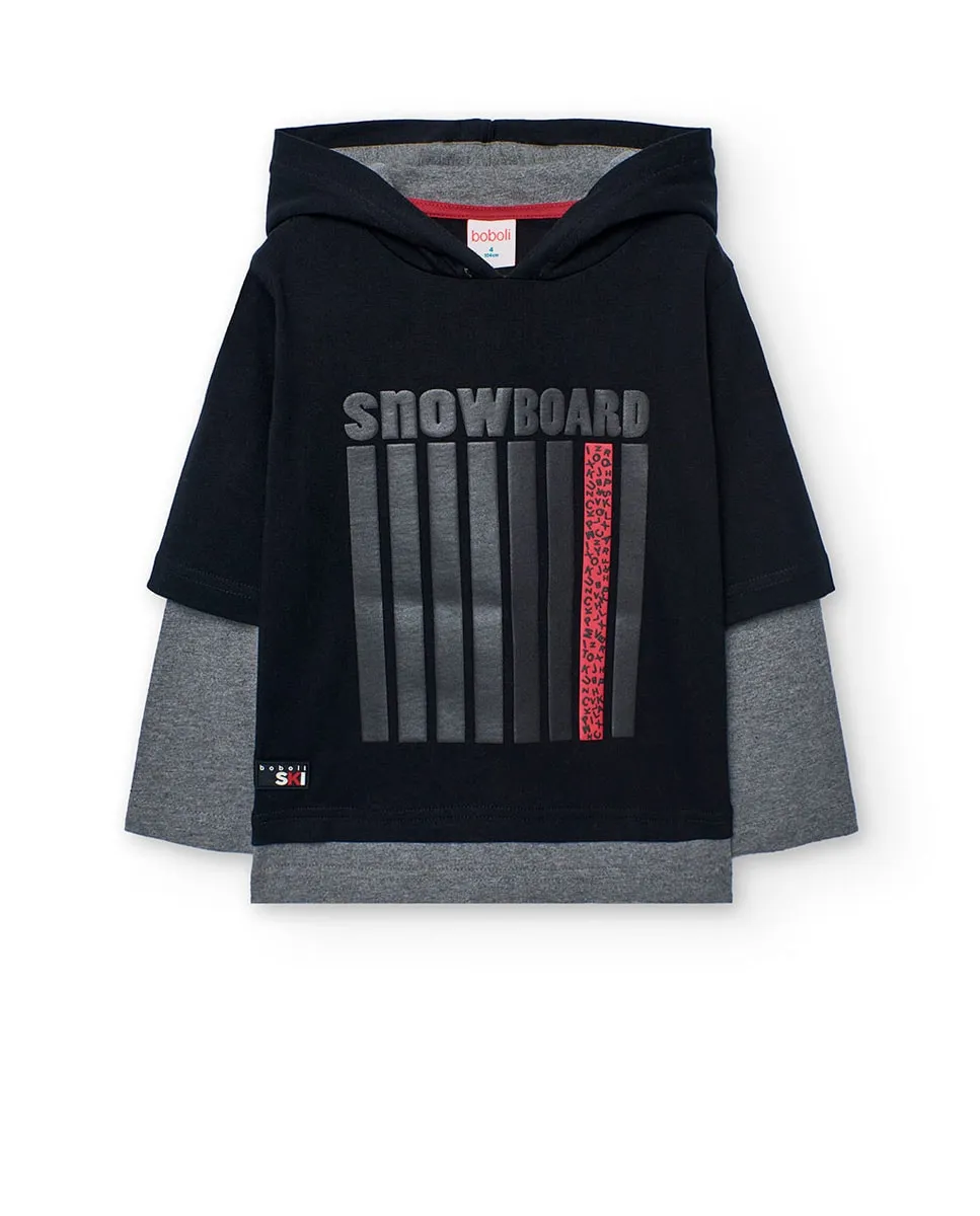 

Детская хлопковая футболка с длинным рукавом Boboli, черный