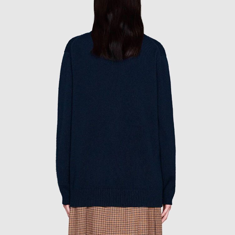 Кашемировый свитер женский темно-синий Gucci — фото 3