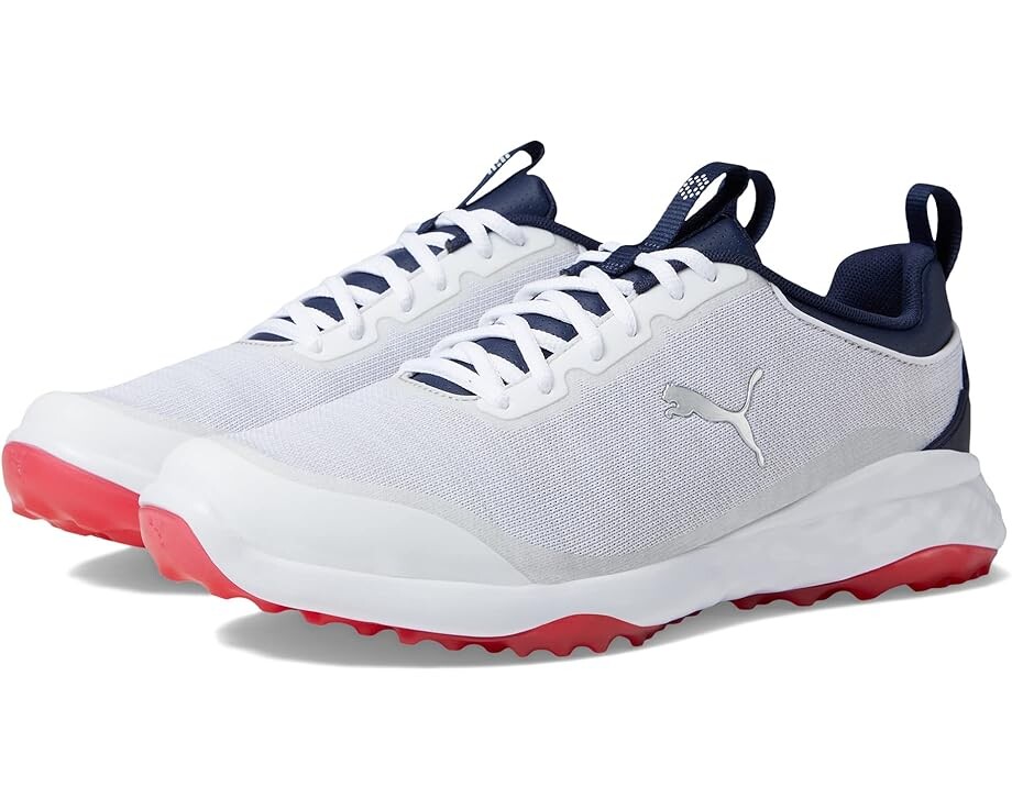 

Кроссовки PUMA Golf Fusion Pro Golf Shoes, цвет Puma White/Puma Navy/For All Time Red